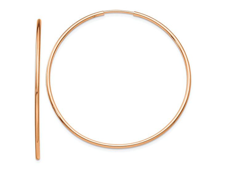 10k Rose Gold Polished 1 9/16" Endless Tube Hoop Earrings