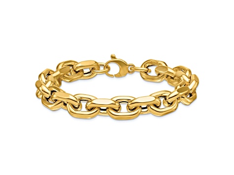 14K Yellow Gold 10.5mm Fancy Open Link 8 Inch Bracelet