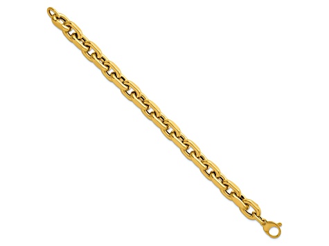 14K Yellow Gold 10.5mm Fancy Open Link 8 Inch Bracelet