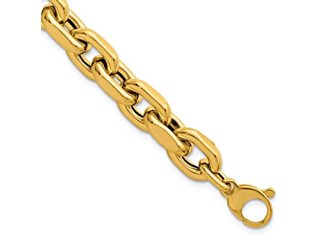 14K Yellow Gold 10.5mm Fancy Open Link 8 Inch Bracelet