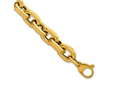 14K Yellow Gold 10.5mm Fancy Open Link 8 Inch Bracelet