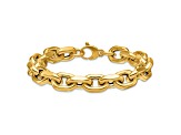 14K Yellow Gold 10.5mm Fancy Open Link 8.5 Inch Bracelet