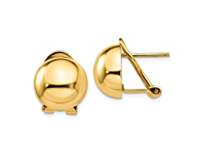 14k Yellow Gold Omega Clip 12mm Half Ball Earrings