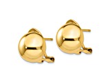 14k Yellow Gold Omega Clip 12mm Half Ball Earrings