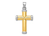 Rhodium Over 14K Two-tone Reversible Cross Pendant