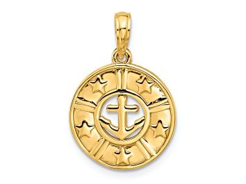 Picture of 14k Yellow Gold Polished Anchor and Stars Charm