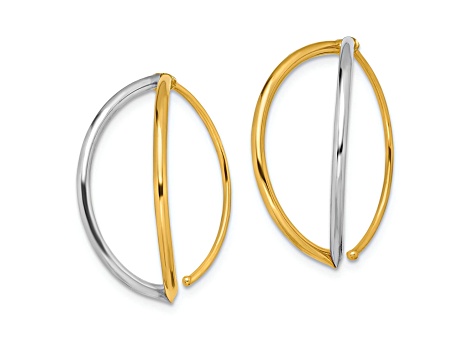 14k Yellow Gold and Rhodium Over 14k Yellow Gold Dangle Threader Earrings