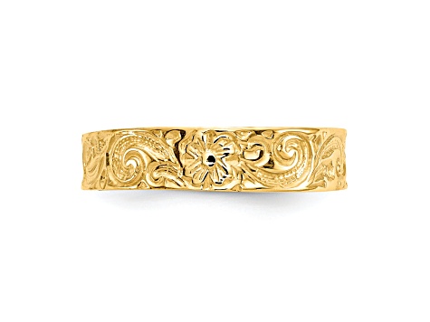 14K Yellow Gold Flower/Scroll Toe Ring