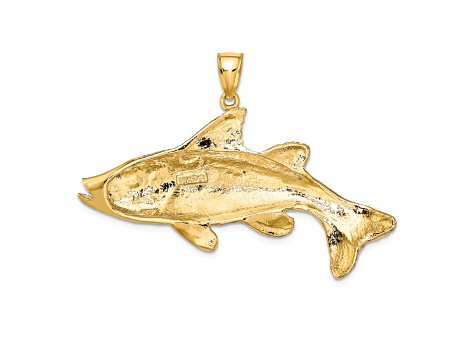 14k Yellow Gold Textured Red Fish Pendant