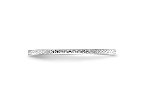 Rhodium Over 10K White Gold 1.2mm Criss-Cross Pattern Stackable Expressions Band