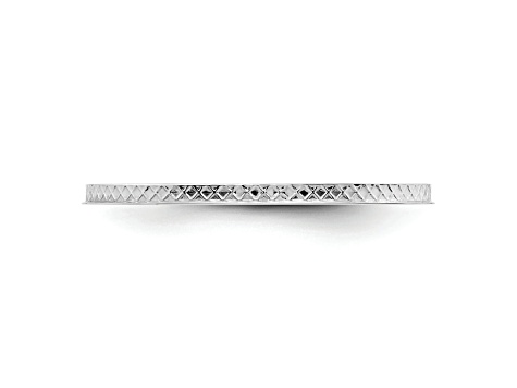 Rhodium Over 10K White Gold 1.2mm Criss-Cross Pattern Stackable Expressions Band