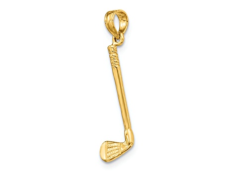 14k Yellow Gold Textured 3D Club Charm