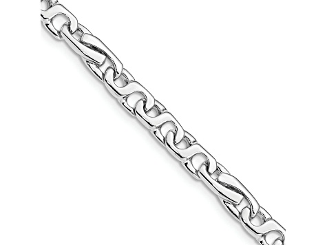 Rhodium Over 14k White Gold 5.8mm Hand Polished Fancy Link Bracelet