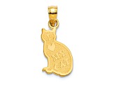 14K Yellow Gold I HEART MY CAT on Reverse Cat Pendant