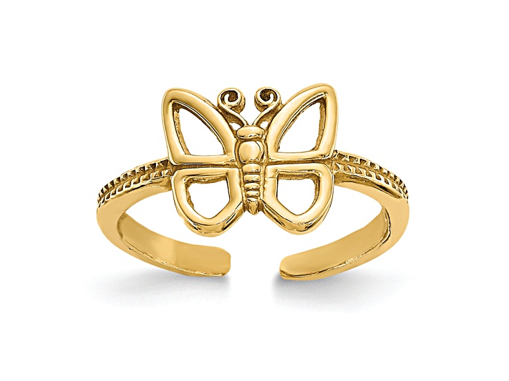 14K Yellow Gold Butterfly Toe Ring - 11HBXA | JTV