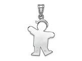 Rhodium Over 14k White Gold Satin Small Boy with Hat on Left Charm