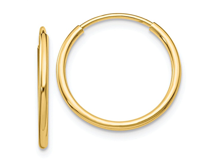 10k Yellow Gold Polished 13/16" Endless Tube Hoop Earrings