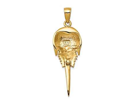 14k Yellow Gold Polished Moveable Horseshoe Crab Pendant