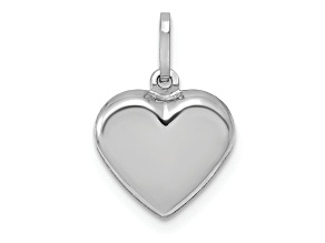 Rhodium Over 14k White Gold Polished 3D Heart Pendant