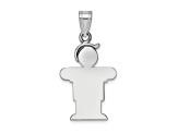 Rhodium Over 14k White Gold Satin Small Boy with Hat on Right Charm