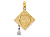 14K Yellow Gold with Rhodium 3-D Graduation Cap with Moveable Tassel Pendant