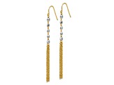 14k Two-tone Gold Diamond-Cut Bead Tassel Dangle Earrings