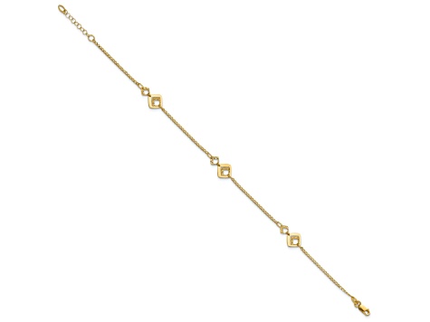 14K Yellow Gold Polished and Textured 9-inch Plus 1-inch Extension Anklet