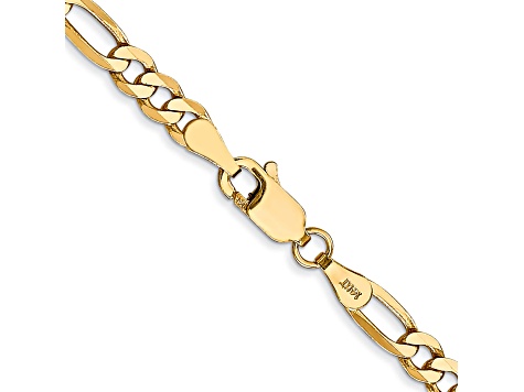 14K Yellow Gold 4mm Flat Figaro Chain Necklace