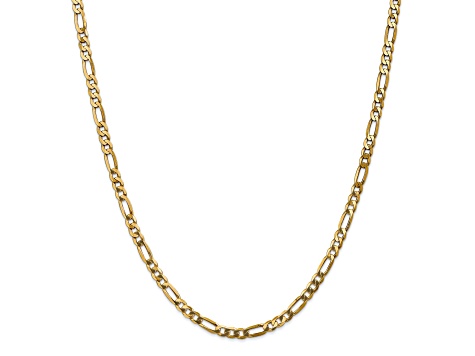 14K Yellow Gold 4mm Flat Figaro Chain Necklace