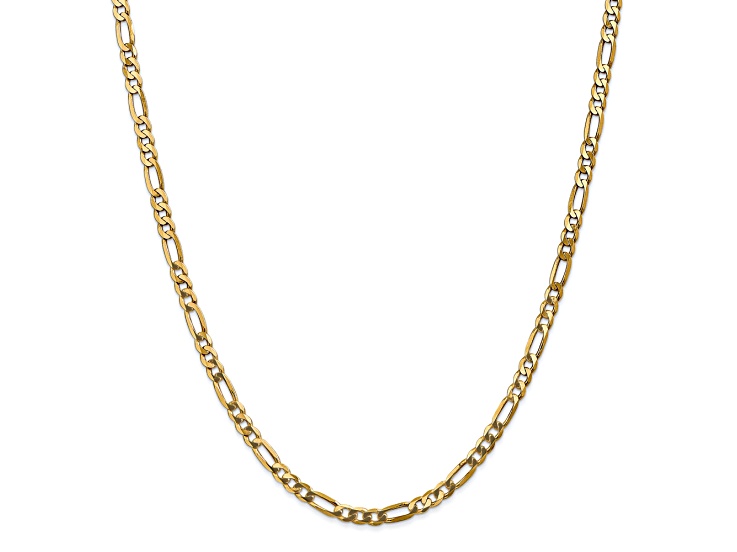 14K Yellow Gold 4mm Flat Figaro Chain Necklace