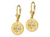 14k Yellow Gold Mini Nautical Compass Dangle Earrings