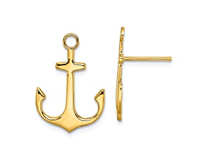 14K Yellow Gold Polished 2D Anchor Stud Earrings