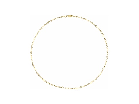 14K Yellow Gold 3.2mm Heart Cable Chain, 16 Inches.