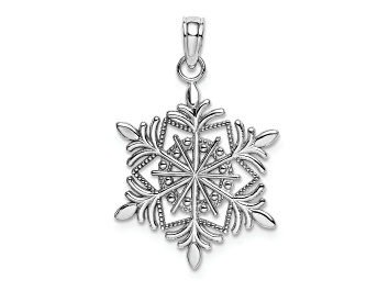 Picture of Rhodium Over 14k White Gold Textured Snowflake Pendant