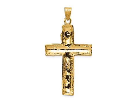 14k Yellow Gold Textured Crucifix Pendant