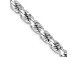 Rhodium Over 14k White Gold 4.25mm Solid Diamond-Cut Rope 18 Inch Chain
