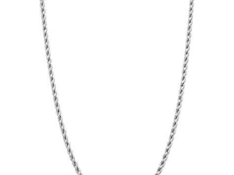 Rhodium Over 14k White Gold 4.25mm Solid Diamond-Cut Rope 20 Inch Chain