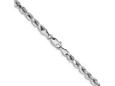 Rhodium Over 14k White Gold 4.25mm Solid Diamond-Cut Rope 24 Inch Chain