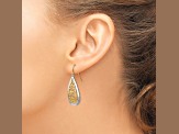 14k Two-tone Gold Diamond-Cut Polished Fancy Dangle Earrings