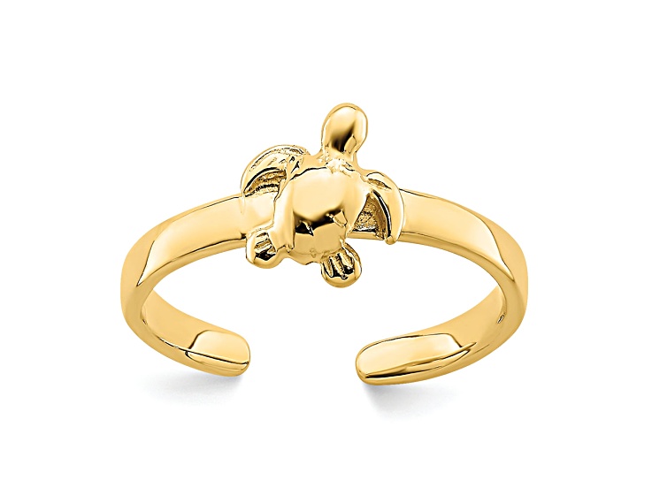 14K Yellow Gold Adjustable Sea Turtle Toe Ring
