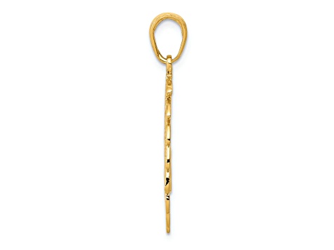 14k Yellow Gold Textured Cut-Out Head Dress Pendant