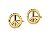 14k Yellow Gold 3D Polished 10.2mm Peace Symbol Stud Earrings