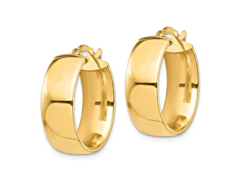 14k Yellow Gold High Polished 13/16" Hoop Earrings