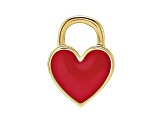 14K Yellow Gold Red Enamel Heart Pendant