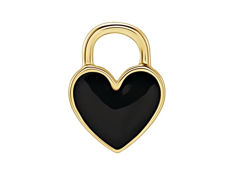 14K Yellow Gold Black Enamel Heart Pendant