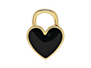 14K Yellow Gold Black Enamel Heart Pendant