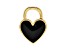 14K Yellow Gold Black Enamel Heart Pendant