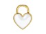 14K Yellow Gold White Enamel Heart Pendant