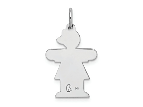 Rhodium Over 14k White Gold Satin Girl with Bow on Left Charm