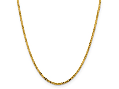 14K Yellow Gold 2.5mm Byzantine Chain Necklace